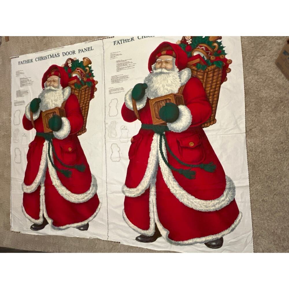 Father Christmas Door Panel Vintage Sewing Santa Gifts VIP Cranston Print Works